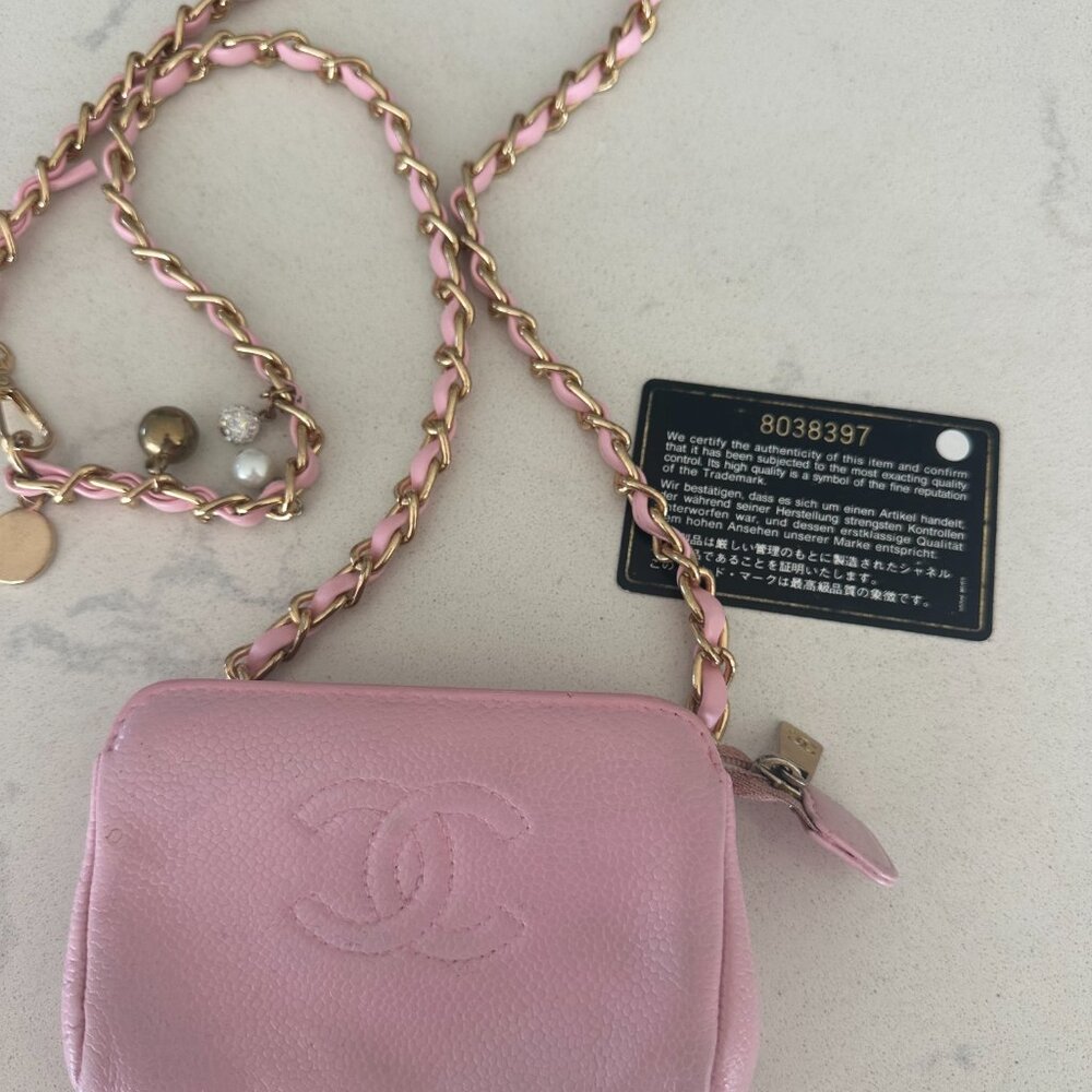 Chanel Pink Caviar Leather Chain Waist Bag.  Comes with Authenticity card!